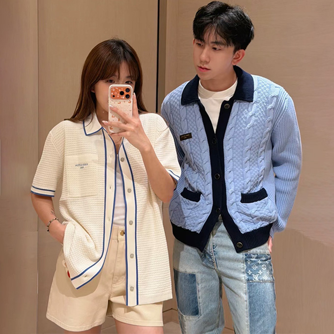 lv louis vuitton waffle knit polo shirt